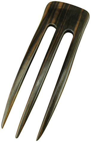 JWL (1) S.E. Asian Ebony Three Prong 6 Inch Straight Hair Stick Pick Pic Pin Fork - Hawaiian Style