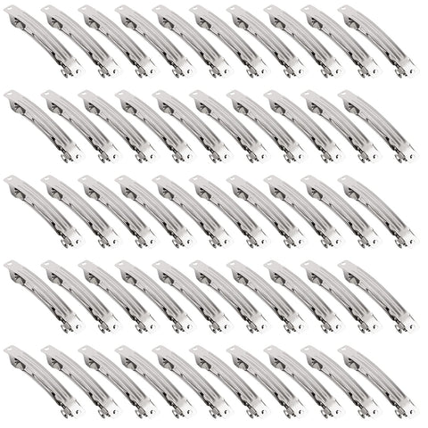 AUEAR, 50 Pack 50mm French Style Barrette Hair Clip for DIY Clip Craft Silver 2 Inch