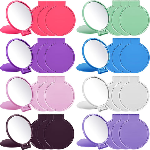 Mini Folding Mirror Round Compact Mirror Portable Pocket Mirror Makeup Small Mirror Vintage Portable Travel Makeup Mirror for Women Girls Daily Use (Classic Colors Set,40 Pieces)