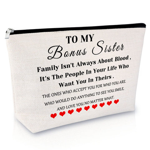 Sister Gifts from Sister Makeup Bag Best Friend Birthday Gift Friendship Gift for Women Unbiological Sister Gift Cosmetic Bag Sister in Law Gift Thank You Gift Graduation Christmas Wedding Gift,