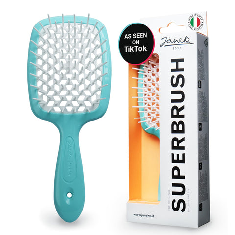 Janeke Superbrush Detangler Brush Anti-static Hairbrush Easy For Wet or Dry Use Flexible with Nylon Bristle Great for All Hair Types - Long Thick Curly -The Original Italian Patent (Tiffany)