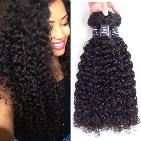 Amella Hair 10A BrazilianCurlyHairWeave3Bundles (14 16 18,300g) VirginKinky CurlyHuman Hair Weave 100% Unprocessed HairWeft Extensions Natural Black Color