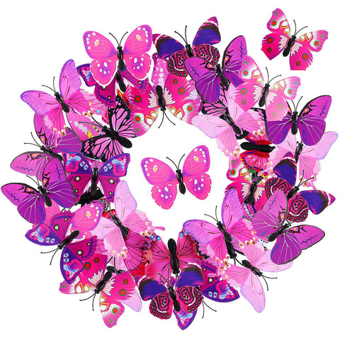 24 Pieces Butterfly Hair Clips Colorful Barrettes 3D Halloween for Women Party Favors (Pink)