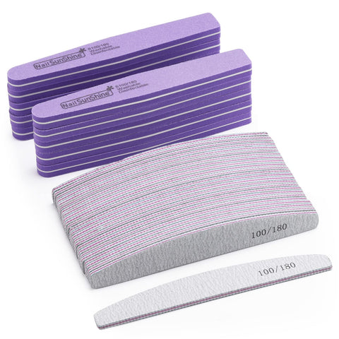 35 Count Acrylic Nail Files and Nail Buffers Kit, 100/180 Grit Double Sided Emery Boards Washable Nail Files Manicure Tools for Natural Nails