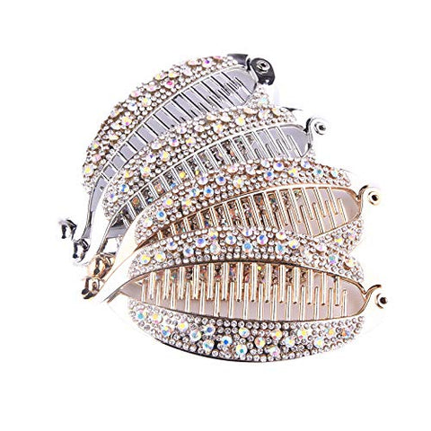 Prasa Hair Claws Clip Fish Shape Banana Barrettes Hairpins Hair Accessories For Women DIY Craft (Gold+Silver 4pcs)