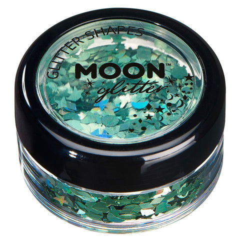 Moon Glitter Holographic Glitter Shapes By Etic For Face, Body, Nails, Hair And Lips-3G Green