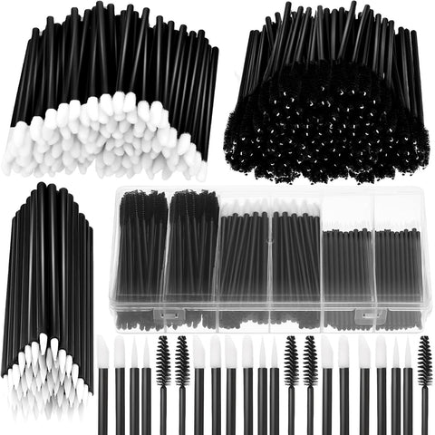 263 Pieces Makeup Applicators Tools Kit, Includes 50 Disposable Eyeliner Brushes 100 Lipstick Applicators Lip Wands 100 Mascara Wands Eyelash Brush 12 Makeup Hair Clips with Plastic Organizer Box
