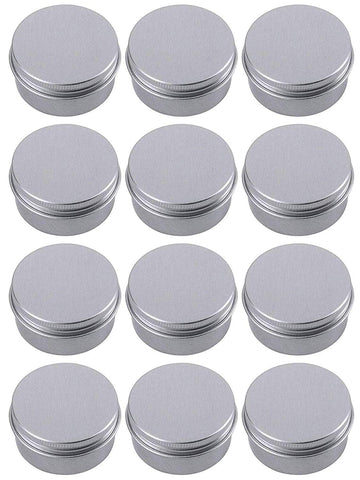 Hulless Aluminum Tin Jars 0.5oz Refillable Containers 15ml, Cosmetic Small tins, Aluminum Screw Lid Round Tin Container Bottle for Candle, Lip Balm, Salve, Eye Shadow, Powder, Small Ounce 12 Pack.