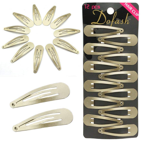 Dofash 12pcs 5CM/2IN Metal Snap Hair Clips Blond Basic Hair Barrettes Hair Grips Hair Accessories for Women?Blonde?