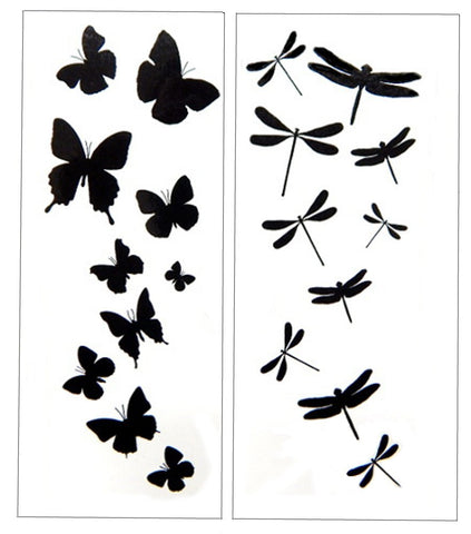 Premium Dragonfly & Butterfly Black Silhouette Tattoo Tattoos