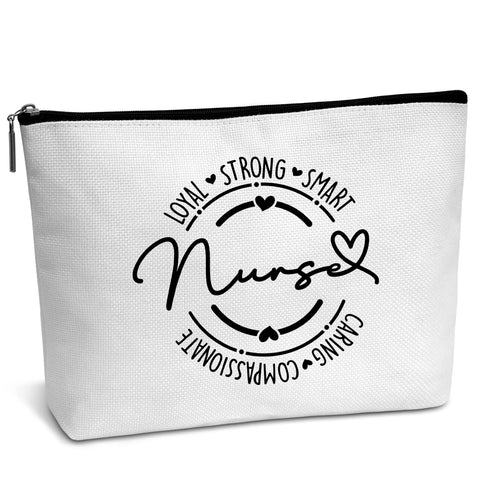 AWSICE Nurse Makeup Bag, White - Cosmetic Bag, Gift Bag, Travel Storage - Zipper Closure, Adult
