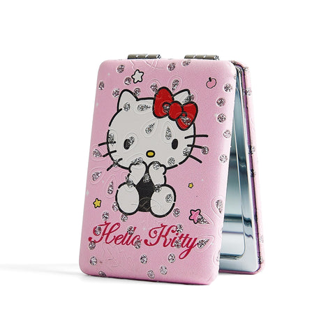 easitea Cute Compact Mirror for Women & Girls, Bling Leather Travel Makeup Mirror with 1X/3X Magnifying, Gift for Her