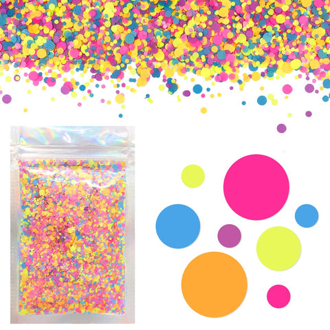 Chunky Circle - Rainbow Matte - Cosmetic Grade Chunky Glitter - Multi-Size Circle Shape - Festival Rave Makeup Face Body Nails Resin Arts & Crafts - Solvent Resistant