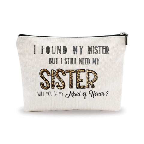 YKYENR Sisters Makeup Bag - Would You Be My Maid If Honor - Leopard Print Gift Cosmetic Bag, Toiletry Bag, Gift For Girls, Besties, Personal Care & Accessories - A19, White