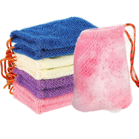 8 Pieces Soap Saver Pouch Bar Soap Bags Exfoliating Soap Net Soap Mesh Bags for Shower Soap Holder Bubble Foam Net Soap Pocket for Women Men Girls (Beige, Blue, Purple, Pink)