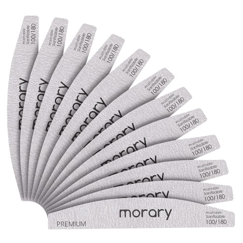 Morary Nail File 100/180 Grit Nail Files for Natural Nails Acrylic Nails Double Sided Emery Board Fingernail Files Limas para Acrilico 12 Pack