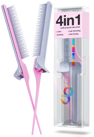 ColorBow Rat Tail Combs for Hair Stylist (2 Pack) Teasing Comb, Hair Straightener Comb, Flat Iron Comb, Straightening Comb, Hair Coloring Styling Tools for Highlights Balayage Ombré Trimming & Cutting