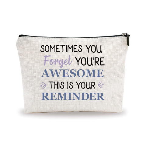 Inspirational Makeup Bag - You're Awesome - Positive Quotes Reminder Cosmetic Bag, Toiletry Bag Gift For Girls, Teen, Sister, Besties, Personal Care & Accessories - A03, White