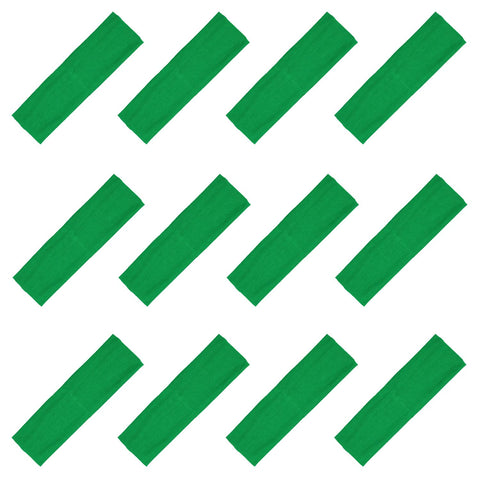 Kenz Laurenz Soft and Stretchy Elastic Cotton Headbands, (Pack of 12) - Green