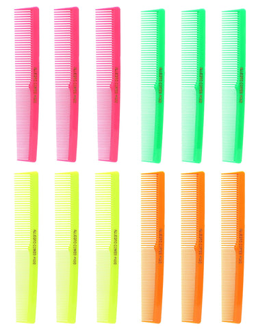 Allegro Combs 420 Barber Combs Set of Combs Hair Cutting Combs Pocket Comb Combs for Hair Stylist Neon Mix 12 pk.