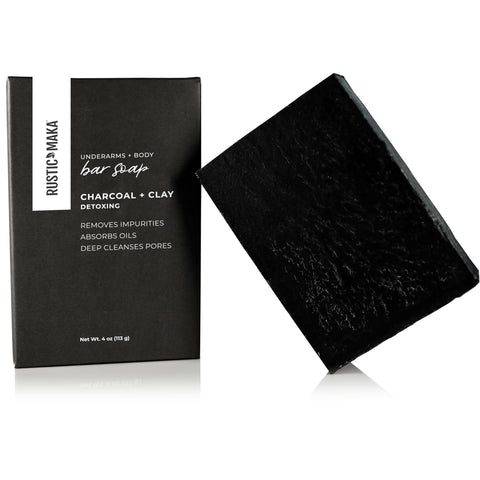 DETOX + CLEANSE Activated Charcoal + Clay Natural Soap for Face, Body and Underarm Detox with Spearmint + Grapefruit Essential Oils