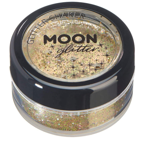 Moon Glitter Holographic Glitter Shakers 100% Cosmetic Glitter for Face, Body, Nails, Hair and Lips - 0.17oz - Gold