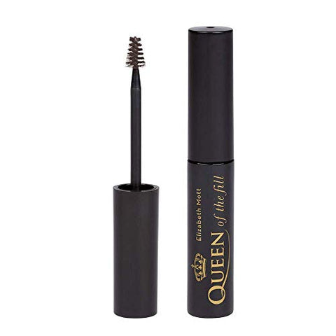 Elizabeth Mott Eyebrow Gel Makeup - Queen of the Fill Brow Tint and Filler - Brush to Fill in Eyebrows and Cover Gray Hairs - Cruelty Free - Dark Medium Brown, 4g