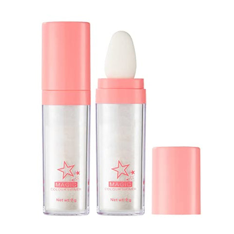 Body Glitter, Shimmer Face and Body Highlighter Powder with Sponge Head, High Gloss Fairy Glitter Sparkle Powder,Brightens Makeup Stick for Face Body Hair Cosmetic
