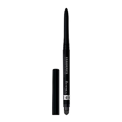 Rimmel Exaggerate Eye Definer, Noir, Pack of 1, Waterproof Long Lasting Easy Twist Up Self-Sharpening Eye Color Pencil
