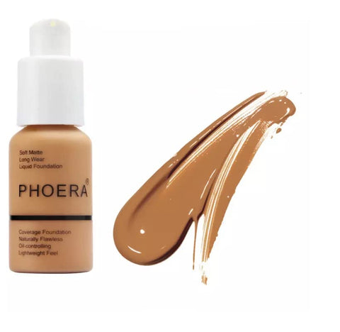 Phoera® Full Coverage Foundation Soft Matte Oil Control Concealer 30ml Flawless Cream Smooth Long Lasting aq (106 WARM SUN)