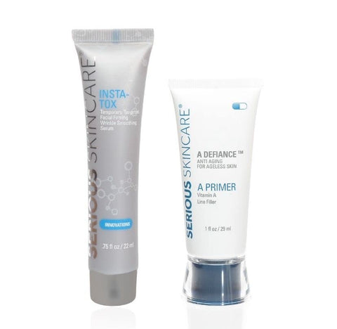 Serious Skincare INSTA-TOX Instant Wrinkle Smoothing Serum .75 oz & A Primer Line Filler Makeup Primer 1 oz. - DUO - Improves Appearance of Fine Lines, Wrinkles and Enlarged Pores