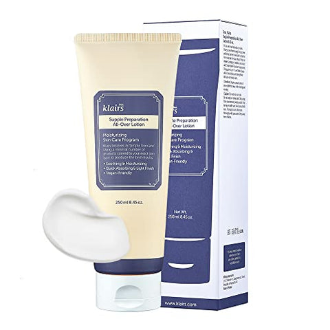 DearKlairs] Supple Preparation All-over lotion, Daily face and body moisturizer, for sensitive skin, Essential oil Free, Artificial fragrance free,250ml, 8.45oz