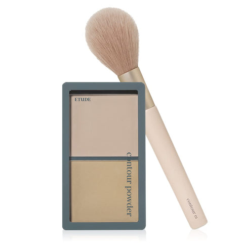 ETUDE SET CONTOUR POWDER #03 Re-illumination + Brush 1pc | Set of Bronzer And Contour Palette With Brush To Effortlessly Define The Face Like A Selfie | Smooth, Velety Texture | Natural Look
