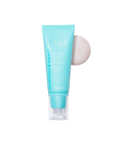TULA Skin Care Face Filter Blurring and Moisturizing Primer - Original/Sunrise, Evens the Appearance of Skin Tone & Redness, Hydrates & Improves Makeup Wear, 1fl oz