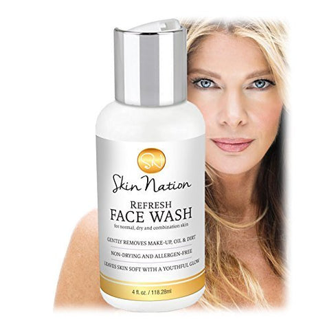 Refresh Face Wash with Jojoba Oil and Aloe Vera, Gentle Face Cleanser & Exfoliate for Face, Face Scrub that Removes Impurities & Soothes the Skin, Sulfate Free, Made in USA, Women or Mens Face Wash