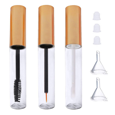 10ml Empty Mascara Tube,Eyeliner Tube and Lip Gloss Tubes,Eyelash Cream Container Bottle with Funnels Transfer Pipettes(3pcs)