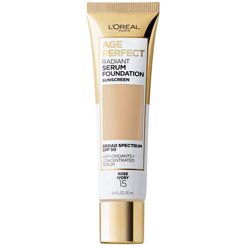 L’Oréal Paris Age Perfect Radiant Serum Foundation with SPF 50, Rose Ivory, 1 Ounce