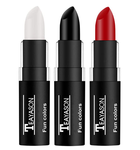 Go Ho 3 PCS Makeup Clown White Cream-Blendable Stick - Eye Black Sticks Face Body Paint Professional Halloween SFX Makeup,Safe Facepaint Nose&Lip Smacking for Sports Festival or Stage Makeup(White+Black+Red)