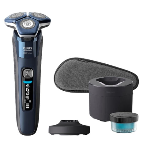Philips Norelco Exclusive Shaver 7800, Rechargeable Wet & Dry Electric Shaver with SenseIQ Technology, Quick Clean Pod, Charging Stand, Travel Case and Pop-up Trimmer, S7885/85