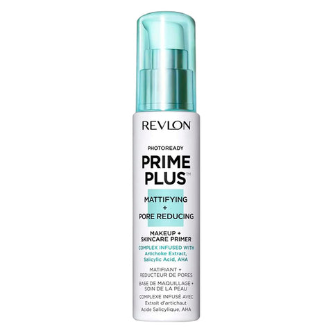 Revlon Face Primer, PhotoReady Prime Plus Face Makeup for All Skin Types, Blurs & Fills in Fine Lines, Infused with Salicylic Acid and AHA, Mattifying & Pore Reducing, 1 Oz