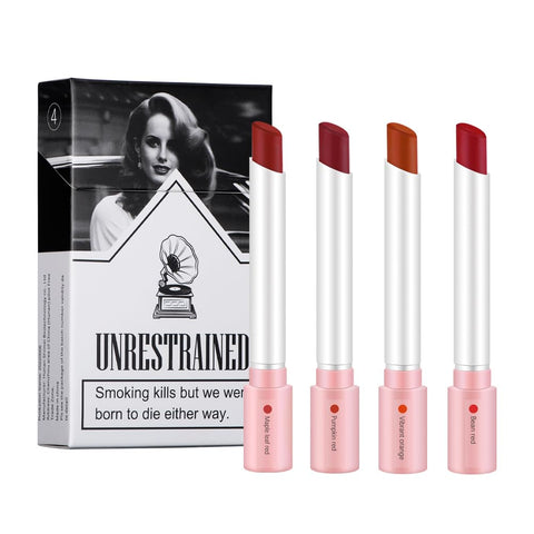 Matte Cigarette Lipstick Pack Set, 4 Colors Red Moisturizer Smooth Lip Stick, Long Lasting Waterproof Liquid Lipstick, Women Make up Velvet Cosmetic Lipsticks