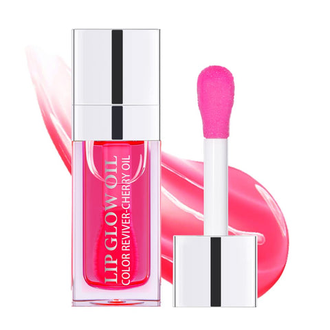 Rmoce Lip Oil, Hydrating Lip Glow Oil, Lip Plumper Gloss, Moisturizing Lip Oil, No-Sticky Transparent Plumping Lip Gloss, Lip Gloss Lip Balm Lip Care (Cherry)