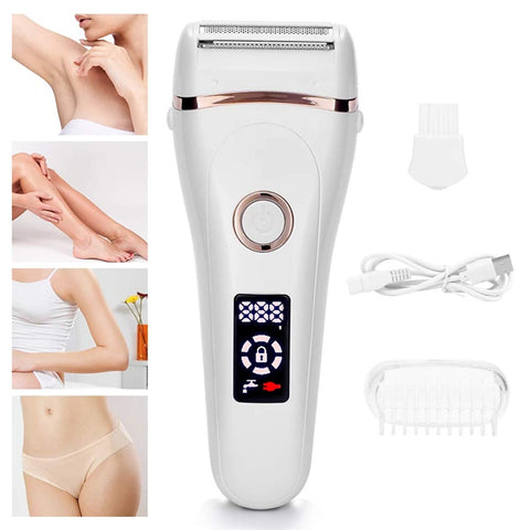 Electric Razor for Women, Hair Removal for Women 2 in 1 Wet & Dry Painless Rechargeable for Legs Underarms and Bikini Pop-Up Trimmer (White)