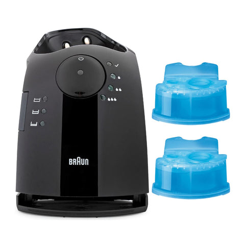 Braun Pulsonic Clean & Renew Base Unit with Braun Syncro Shaver System Clean and Renew Refills (Pack of 2) (2 Items)