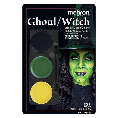 Mehron Makeup Tri-Color Character Makeup Palette | Halloween, Special Effects and Theater Cream Makeup FX Palette | Face Paint Makeup .7 oz (20 g) (GHOUL/WITCH)