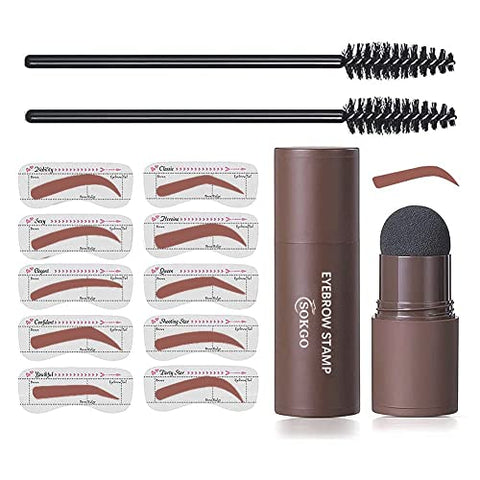 Eyebrow Stamp, Long-Lasting Waterproof Eyebrow Stencil Kit, One Step Eyebrow Stamp Shaping Kit with 10 Reusable Eyebrow Stencils, Eyebrow Stamp Women Makeup Tools