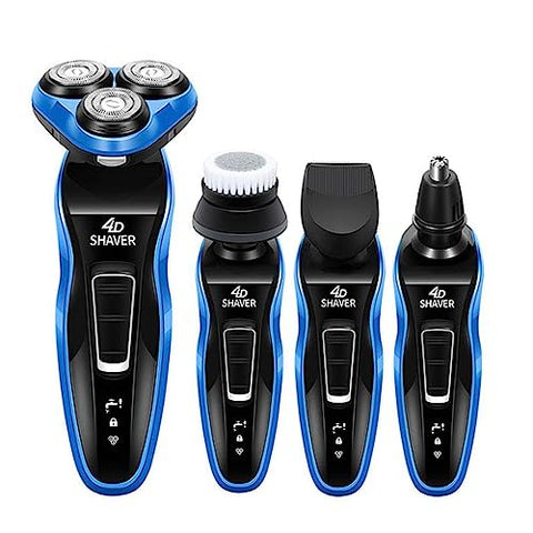 4D Rotating Head Electric Shaver for Men, 100% Washable Rotary Shaver, Rechargeable Waterproof Electric Razor Wet & Dry Shaving Fast Charging