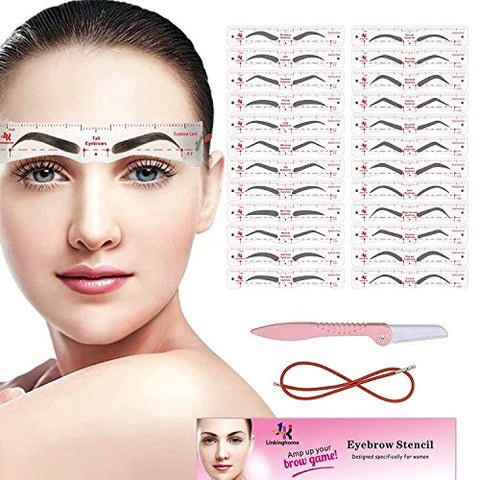 Eyebrow Stencil, 24 Eyebrow Shaper Kit, Reusable Eyebrow Template With Strap, 3 Minutes Makeup, Suitable for 98%