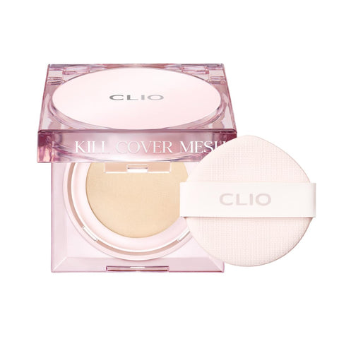 CLIO Kill Cover Mesh Glow Cushion | Glowing Coverage, Radiant Finish, Panthenol, Hyaluronic Acid, Rose Water, Hydrating, Long-Lasting, Hypoallergenic, Comfortable, Waterdrop-Shaped Puff, Lightweight, Including Refil (Mini, 5g, 4 GINGER)