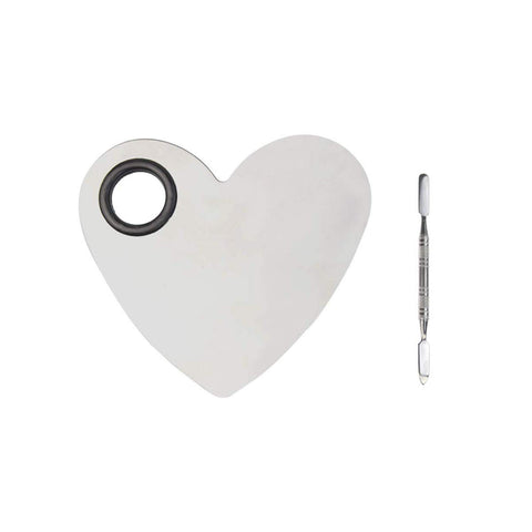 obmwang Stainless Steel Heart Shaped Makeup Palette Spatula - Makeup Artist Makeup Enthusiast Tools for Blending Cosmetic Foundation Shades